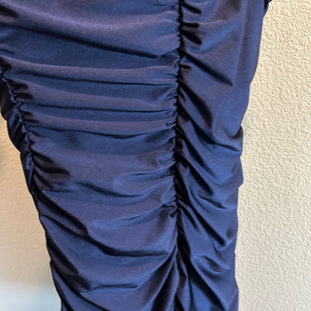 Elegant Navy Ruched Skirt